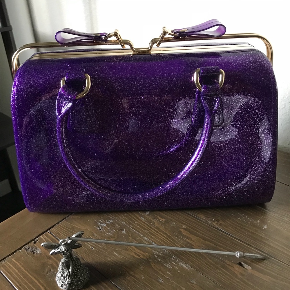 π₯Last Oneπ₯Purple Sparkle Jelly Satchel - Picture 3 of 5